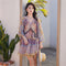 Vestido Largo Floral con Cintura Ajustada y Mangas Farol