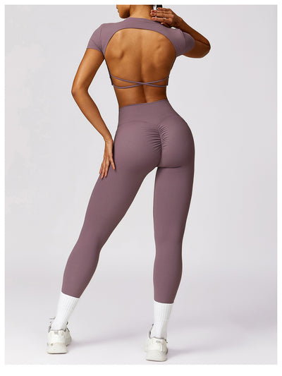 Top Deportivo Ajustado Antiimpacto con Manga Corta para Yoga - Image 26