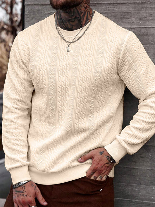 Playera Casual Holgada para Hombre con Cuello Redondo y Textura Jacquard - Image 9