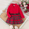 Conjunto Elegante de Otoño e Invierno para Niñas con Falda Plisada de Manga Larga