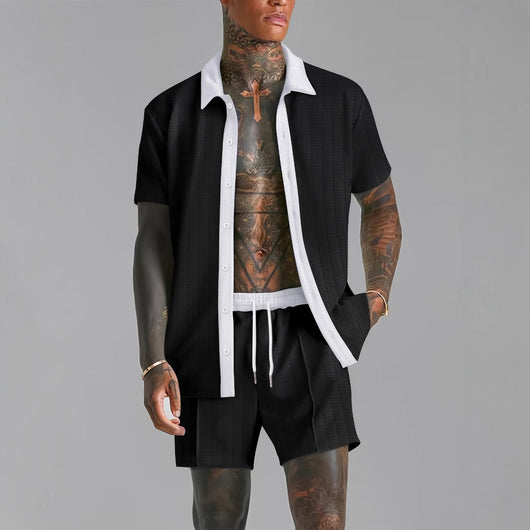 Camisa Casual de Manga Corta con Estampado Digital para Hombre - Image 8