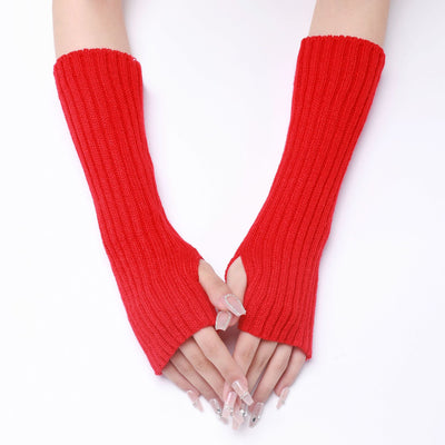 Guantes Largos Rayados de Lana para Otoño e Invierno - Mangas Calentadoras sin Dedos - Image 31