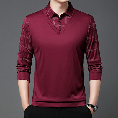 Suéter Tipo Camisa Falsa Dos Piezas para Hombre - Manga Larga Otoño - Image 14