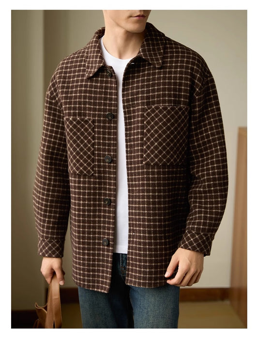 Abrigo Casual Hombre Cuadrícula Doble Faz Lana Premium - Image 2