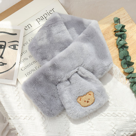 Bufanda Térmica Estilo Coreano con Oso Peluche - Versátil para Invierno - Image 4