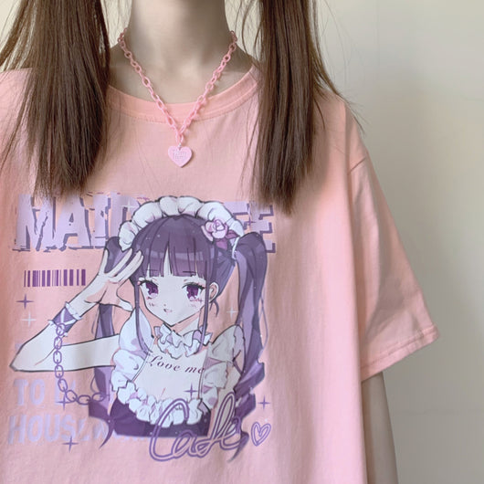 Playera Blanca Estampado Anime para Mujer - Image 10
