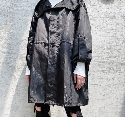 Cortaviento Impermeable con Capucha y Efecto Iridiscente Azul Eléctrico para Hombre - Image 5