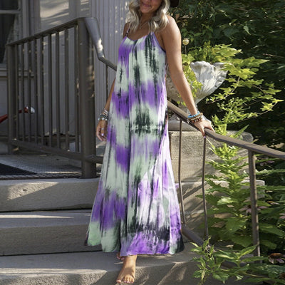 Vestido Slip con Estampado Tie Dye y Rayas para Talla Grande - Image 7