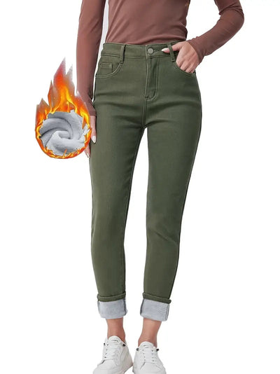 Pantalón Skinny Denim Tiro Alto Lavado Verde Oscuro - Image 11