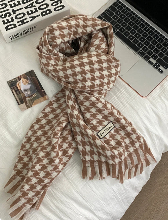 Chal Envolvente Diseño Pata de Gallo en Cashmere Suave para Mujer