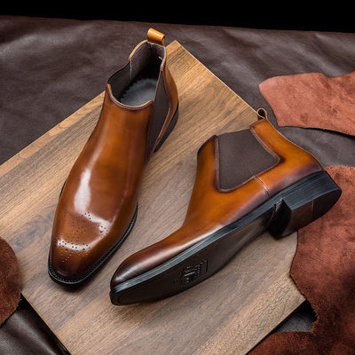 Botas Martin Hombre Punta Cuadrada Estilo Británico Talladas - Image 10