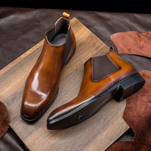 Botas Martin Hombre Punta Cuadrada Estilo Británico Talladas - Image 10