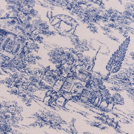 Tela Estampada Azul Vintage con Impresión Digital