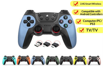 Black wireless game controller with textured grips, red-accented analog sticks, and colorful A, B, X, Y buttons. - Image 11