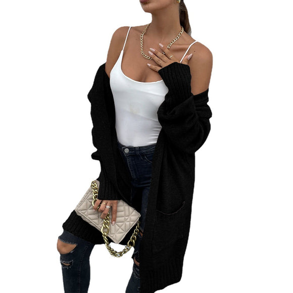Suéter Tejido Holgado de Color Liso para Mujer - Estilo Europeo