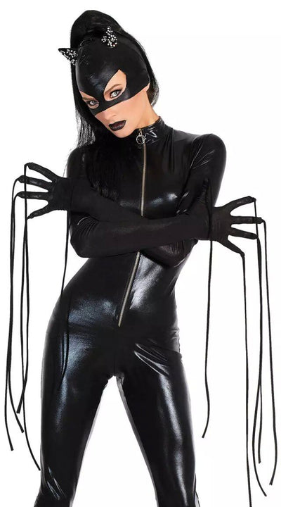 Traje de Gato Negro en Cuero Charolado para Mujer - Image 3