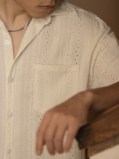 Camisa Vintage Hombre Jacquard Calada - Image 3