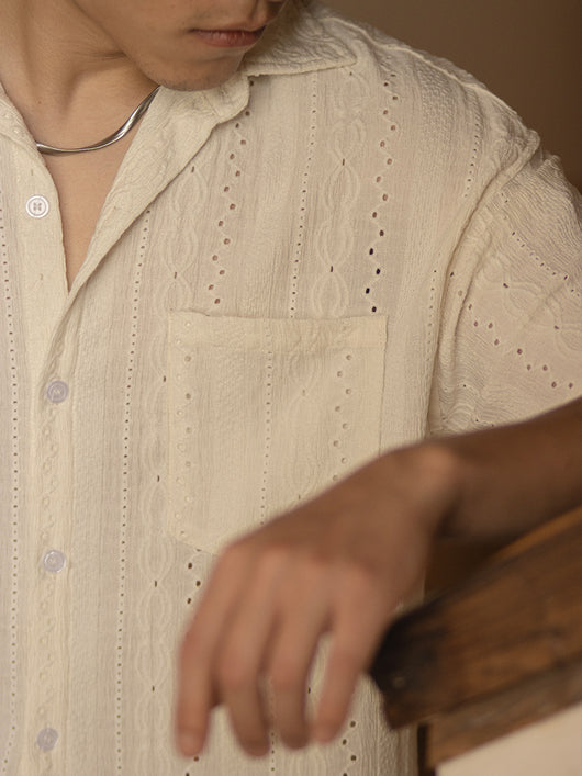Camisa Vintage Hombre Jacquard Calada - Image 3