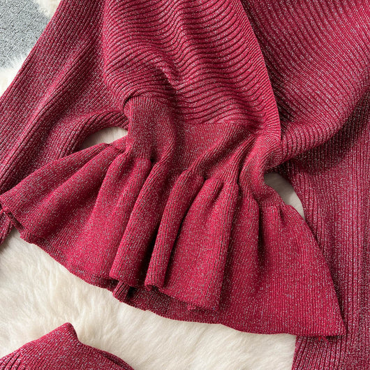 Conjunto Falda Suéter Escotado con Volantes - Image 21