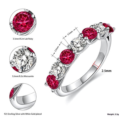 Anillo Apilable 7 Diamantes Rojo y Azul Esmeralda - Image 10