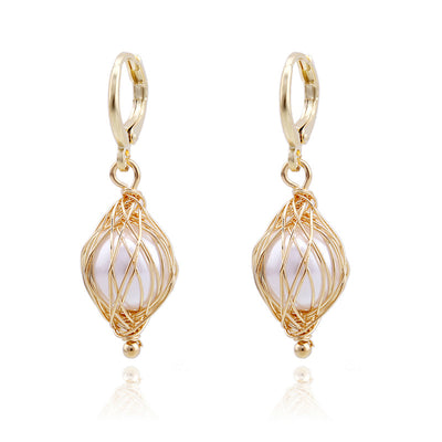 Aretes de Perla Artesanales Lujo Ligero Serie Océano - Clip Europeo Americano - Image 27