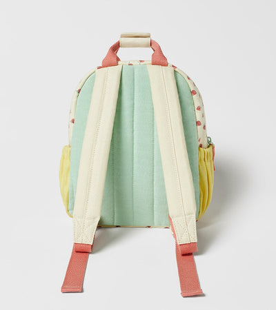 Mochila Escolar Infantil de Lona Algodón con Estampado Fresa Multicolor - Image 3