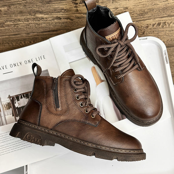 Botas Altas Estilo Británico Retro para Hombre - Casual y Versátil