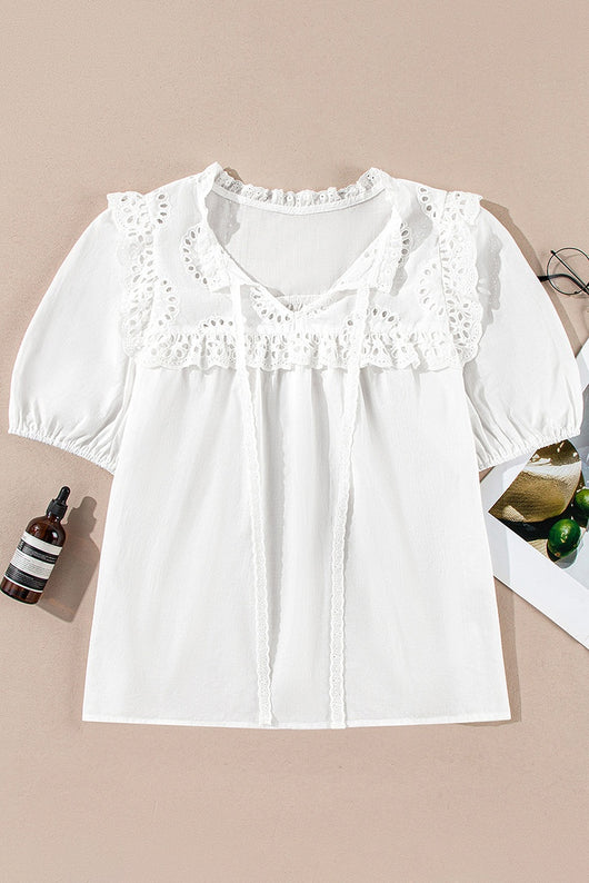 Blusa Chifón con Volantes Manga Corta - Estilo Europeo Casual - Image 8