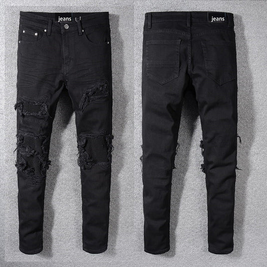 Jeans Negros de Hombre con Parches - Diseño Minimalista
