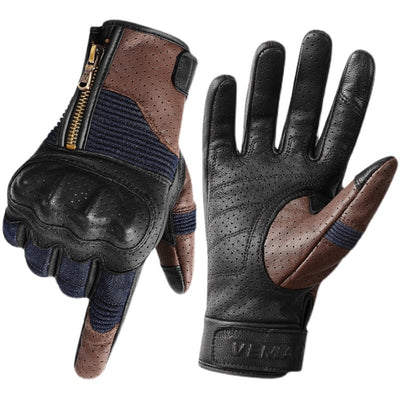 Guantes de Motocicleta Vintage en Cuero Genuino de Oveja con Perforaciones - Image 4
