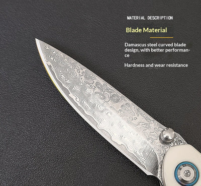 Cuchillo Plegable Acero Damasco para Aventuras al Aire Libre - Image 8