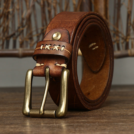 Cinturón Vaquero de Cuero Vintage Delavado con Hebilla de Pasador - Image 15