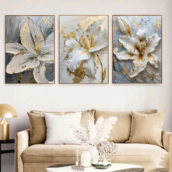 Cuadro Decorativo Estudio Floral Pintado a Mano