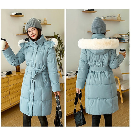 Abrigo Acolchado de Plumas con Cuello de Piel Sintética - Estilo Coreano Suelto - Image 22