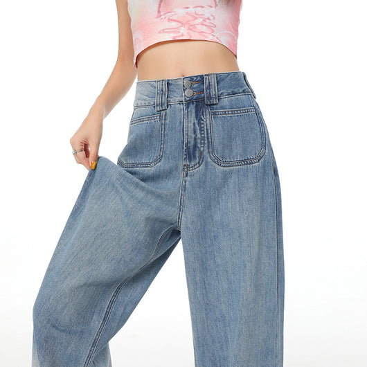 Pantalones Vaqueros Cintura Alta Pierna Ancha Degradado - Ajuste Holgado para Mujer - Image 3