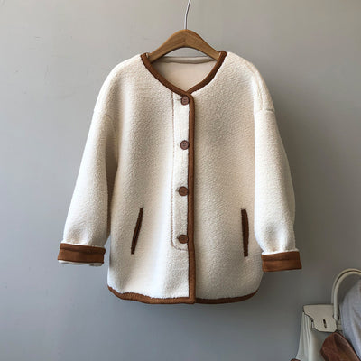 Abrigo de Lana Cordero Estilo Coreano Polar Integrado Suelto - Image 3