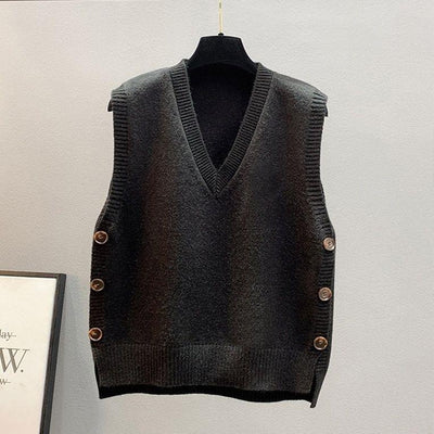 Chaleco Tejido Retro V-Cuello para Mujer - Estilo Europeo Primavera Otoño