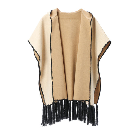 Poncho Hoodie con Borlas - Abrigo Versátil para Otoño e Invierno - Image 5