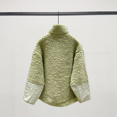 Abrigo Suéter Polar con Cuello Alto y Detalles de Costura Cordero - Image 6