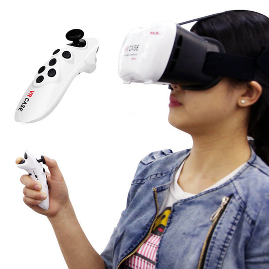 White VR game controller with a black joystick and multiple black buttons, labeled 'VR CASE' in red. - Image 8