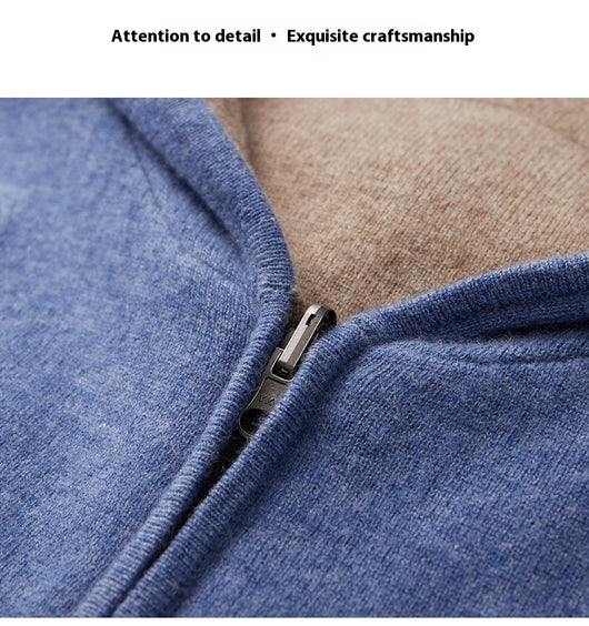 Cardigan Cashmere con Capucha y Cierre de Doble Cara para Hombre - Image 25