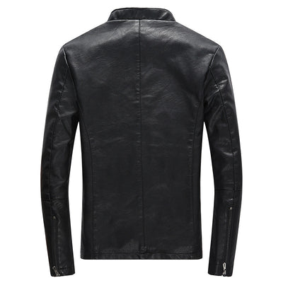 Chaqueta de Cuero PU con Cuello Alto y Forro de Terciopelo para Hombre - Image 9