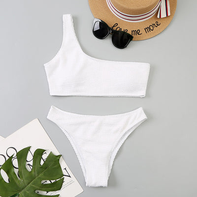 Bikini Asimétrico de Un Hombro con Diseño Ondulado - Image 15