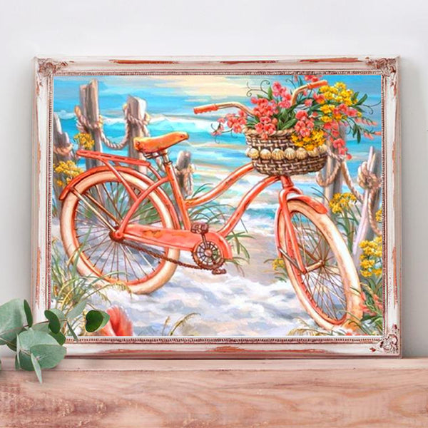 Kit Pintura de Diamantes Cuadrada Playa y Bicicleta
