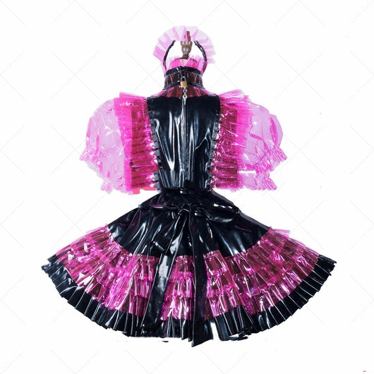 Vestido Doncella Transparente Rojo Rosado PVC - Image 10