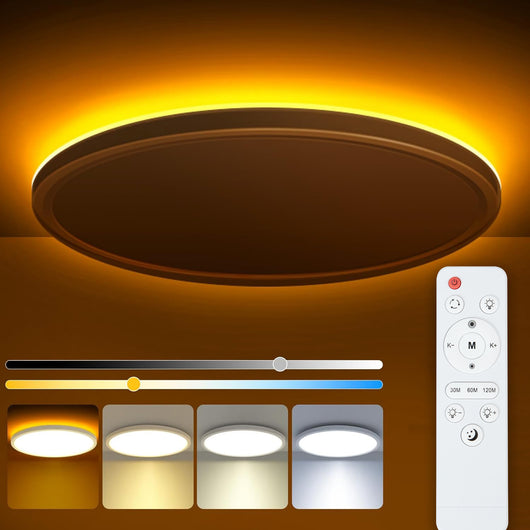 Plafón LED Dorado para Dormitorio 24W con Retroiluminación RGB Integrada - Image 7