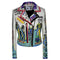 Women's Graffiti Rivet Motorcycle Leather Jacket