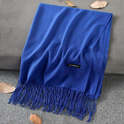 Pashmina Elegante de Color Liso con Borlas - Image 40