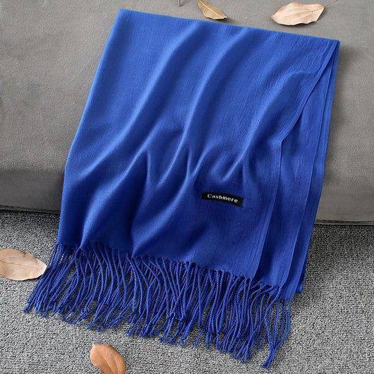 Pashmina Elegante de Color Liso con Borlas - Image 40