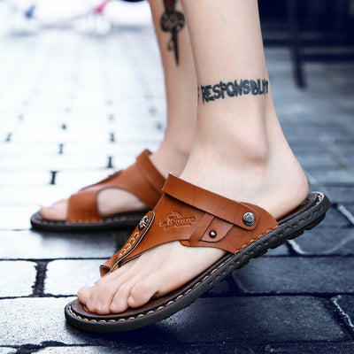 Sandalias de Cuero para Hombre Talla Grande con Diseño de Dos Dedos - Image 8